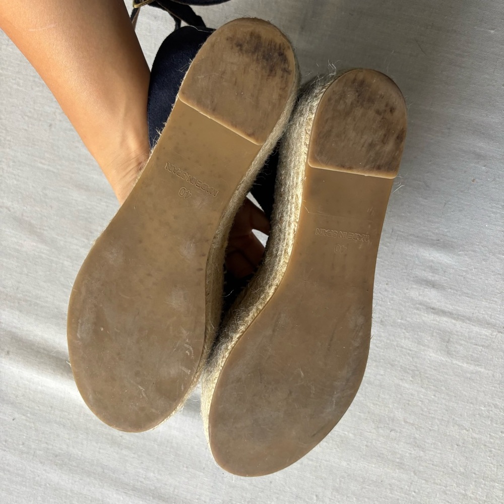 Neiman Marcus Blue Suede Espadrille Wedge Sandals Women’s 40 - Picture 9 of 11